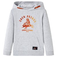 Kinder-Kapuzenpullover Grau Melange und Orange 140