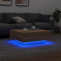 vidaXL Couchtisch mit LED-Leuchten Sonoma-Eiche 80x80x31 cm