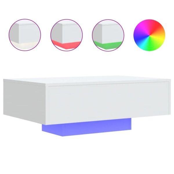 vidaXL Couchtisch mit LED-Leuchten Wei&szlig; 85x55x31 cm