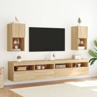 vidaXL TV-Schr&auml;nke mit LED-Leuchten 2 Stk. Sonoma-Eiche 30,5x30x60 cm