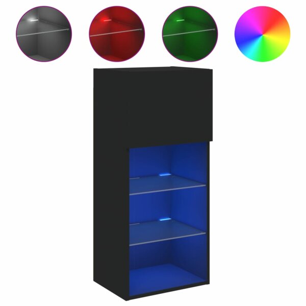 vidaXL TV-Schrank mit LED-Leuchten Schwarz 40,5x30x90 cm