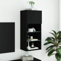 vidaXL TV-Schrank mit LED-Leuchten Schwarz 40,5x30x90 cm