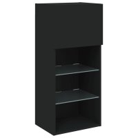 vidaXL TV-Schrank mit LED-Leuchten Schwarz 40,5x30x90 cm