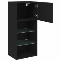 vidaXL TV-Schrank mit LED-Leuchten Schwarz 40,5x30x90 cm