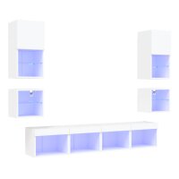 vidaXL 8-tlg. Wohnwand mit LED-Beleuchtung Weiß...