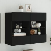 vidaXL TV-Wandschrank mit LED-Leuchten Schwarz 78,5x30x60,5 cm