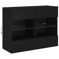 vidaXL TV-Wandschrank mit LED-Leuchten Schwarz 78,5x30x60,5 cm