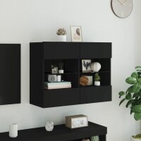 vidaXL TV-Wandschrank mit LED-Leuchten Schwarz 78,5x30x60,5 cm