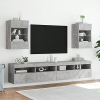 vidaXL TV-Wandschr&auml;nke mit LED-Leuchten 2 Stk. Betongrau 40x30x60,5 cm