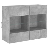 vidaXL TV-Wandschrank mit LED-Leuchten Betongrau 78,5x30x60,5 cm