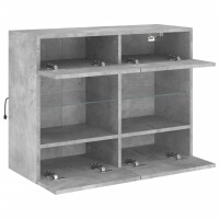 vidaXL TV-Wandschrank mit LED-Leuchten Betongrau 78,5x30x60,5 cm