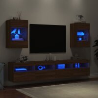 vidaXL TV-Wandschr&auml;nke mit LED-Leuchten 2 Stk. Braun Eichen-Optik