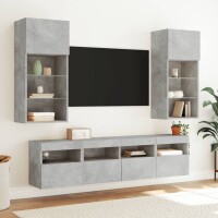 vidaXL TV-Wandschrank mit LED-Leuchten Betongrau 40x30x40 cm