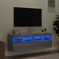 vidaXL TV-Wandschr&auml;nke mit LED-Leuchten 2 Stk. Grau Sonoma 60x30x40 cm