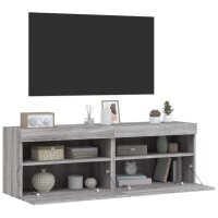 vidaXL TV-Wandschr&auml;nke mit LED-Leuchten 2 Stk. Grau Sonoma 60x30x40 cm