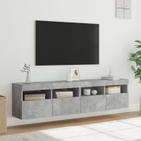 vidaXL TV-Wandschr&auml;nke mit LED-Leuchten 2 Stk. Betongrau 80x30x40 cm