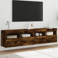 vidaXL TV-Wandschr&auml;nke mit LED-Leuchten 2 Stk. R&auml;uchereiche 80x30x40cm