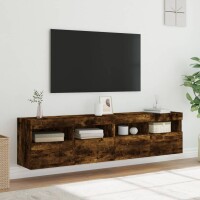 vidaXL TV-Wandschr&auml;nke mit LED-Leuchten 2 Stk. R&auml;uchereiche 80x30x40cm