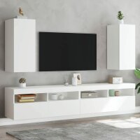 vidaXL TV-Wandschr&auml;nke mit LED-Leuchten 2 Stk. Wei&szlig; 30,5x35x70 cm