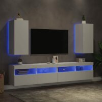 vidaXL TV-Wandschr&auml;nke mit LED-Leuchten 2 Stk. Wei&szlig; 30,5x35x70 cm