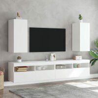 vidaXL TV-Wandschr&auml;nke mit LED-Leuchten 2 Stk. Wei&szlig; 30,5x35x70 cm