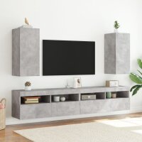 vidaXL TV-Wandschrank mit LED-Leuchten Betongrau 30,5x35x70 cm