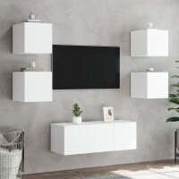 vidaXL TV-Wandschr&auml;nke mit LED-Leuchten 2 Stk. Wei&szlig; 30,5x35x30 cm