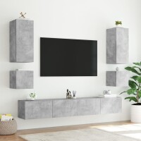 vidaXL TV-Wandschrank mit LED-Leuchten Betongrau 40,5x35x40 cm