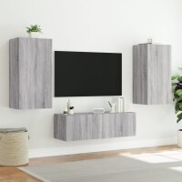 vidaXL TV-Wandschrank mit LED-Leuchten Grau Sonoma 40,5x35x80 cm