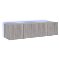 vidaXL TV-Wandschr&auml;nke mit LED-Leuchten 2 Stk. Grau Sonoma 60x35x31 cm