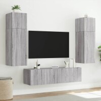 vidaXL TV-Wandschr&auml;nke mit LED-Leuchten 2 Stk. Grau Sonoma 60x35x31 cm