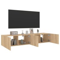 vidaXL TV-Wandschr&auml;nke mit LED-Leuchten 2 Stk. Sonoma-Eiche 80x35x31cm