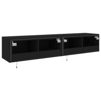 vidaXL TV-Wandschr&auml;nke mit LED-Leuchten 2 Stk. Schwarz 80x35x31 cm