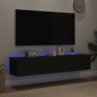 vidaXL TV-Wandschr&auml;nke mit LED-Leuchten 2 Stk. Schwarz 80x35x31 cm