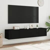 vidaXL TV-Wandschr&auml;nke mit LED-Leuchten 2 Stk. Schwarz 80x35x31 cm