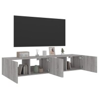 vidaXL TV-Wandschr&auml;nke mit LED-Leuchten 2 Stk. Grau Sonoma 80x35x31 cm