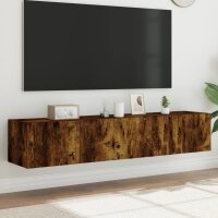 vidaXL TV-Wandschr&auml;nke mit LED-Leuchten 2 Stk. R&auml;uchereiche 80x35x31cm