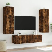 vidaXL TV-Wandschr&auml;nke mit LED-Leuchten 2 Stk. R&auml;uchereiche 80x35x31cm