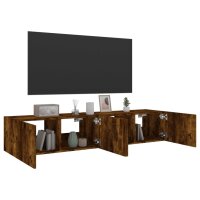 vidaXL TV-Wandschr&auml;nke mit LED-Leuchten 2 Stk. R&auml;uchereiche 80x35x31cm