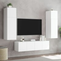 vidaXL TV-Wandschr&auml;nke mit LED-Leuchten 2 Stk. Wei&szlig; 60x35x41 cm