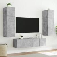 vidaXL TV-Wandschrank mit LED-Leuchten Betongrau 60x35x41 cm