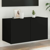 vidaXL TV-Wandschrank mit LED-Leuchten Schwarz 80x35x41 cm