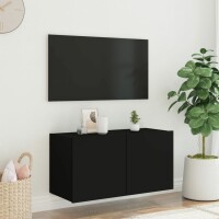 vidaXL TV-Wandschrank mit LED-Leuchten Schwarz 80x35x41 cm