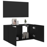 vidaXL TV-Wandschrank mit LED-Leuchten Schwarz 80x35x41 cm