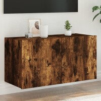 vidaXL TV-Wandschrank mit LED-Leuchten R&auml;uchereiche 80x35x41 cm