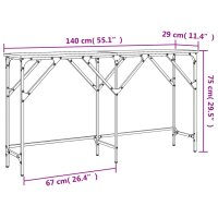 vidaXL Konsolentisch Grau Sonoma 140x29x75 cm Holzwerkstoff