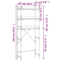 vidaXL Waschmaschinenregal Grau Sonoma 67x25x163 cm Holzwerkstoff