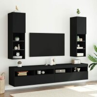 vidaXL TV-Schr&auml;nke mit LED-Leuchten 2 Stk. Schwarz 30,5x30x102 cm