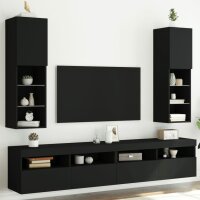 vidaXL TV-Schr&auml;nke mit LED-Leuchten 2 Stk. Schwarz 30,5x30x102 cm