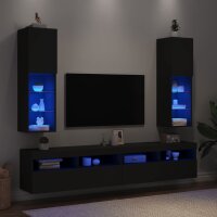 vidaXL TV-Schr&auml;nke mit LED-Leuchten 2 Stk. Schwarz 30,5x30x102 cm